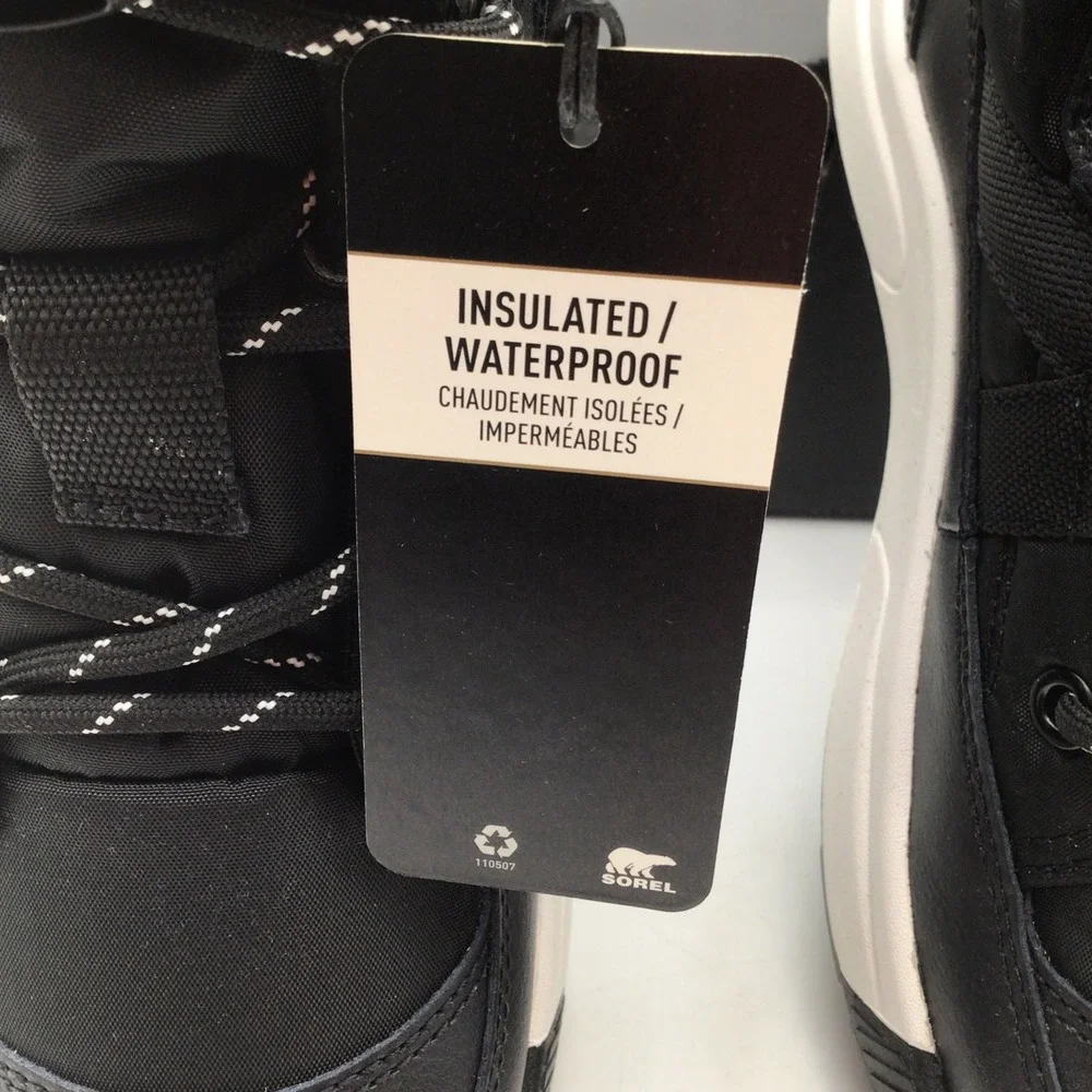 Sorel Youth Whitney III Mid WP Black Waterproof Insulated Boots Size 4 NEW